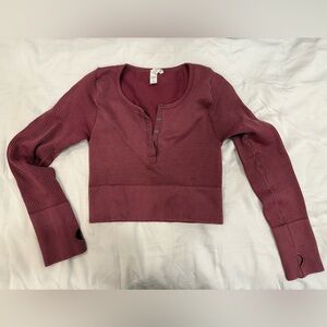 Offline by Aerie Waffle Henley Crop Top